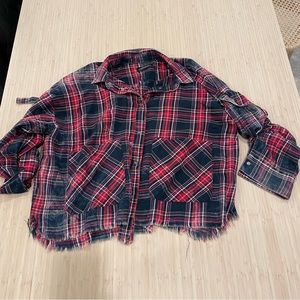Oversized Zara plaid button up blouse